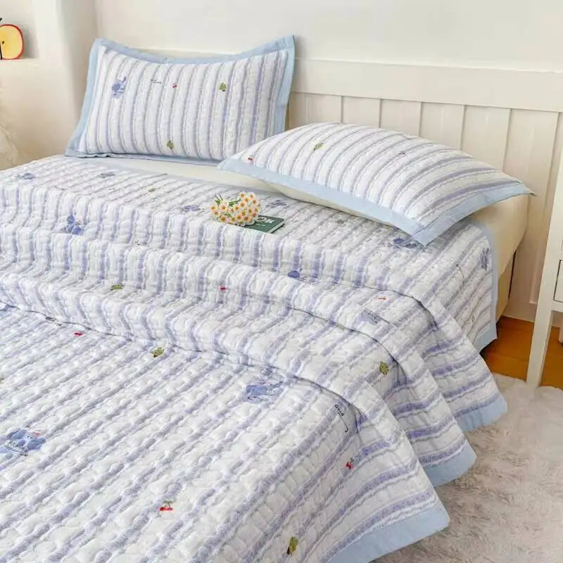 1Pc Purple Flower Bedspreads For Bed Thick Patchwork Blanket Single/Queen/King Floral Style Quilted Duvet Soft Bedspread