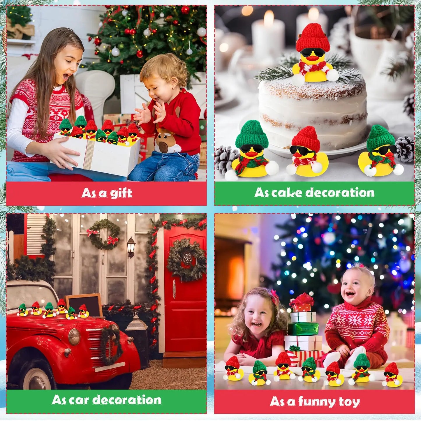 12/24/48 Set Christmas Rubber Ducks Showers Accessories Jeep Toys for Kids Christmas Party Favors