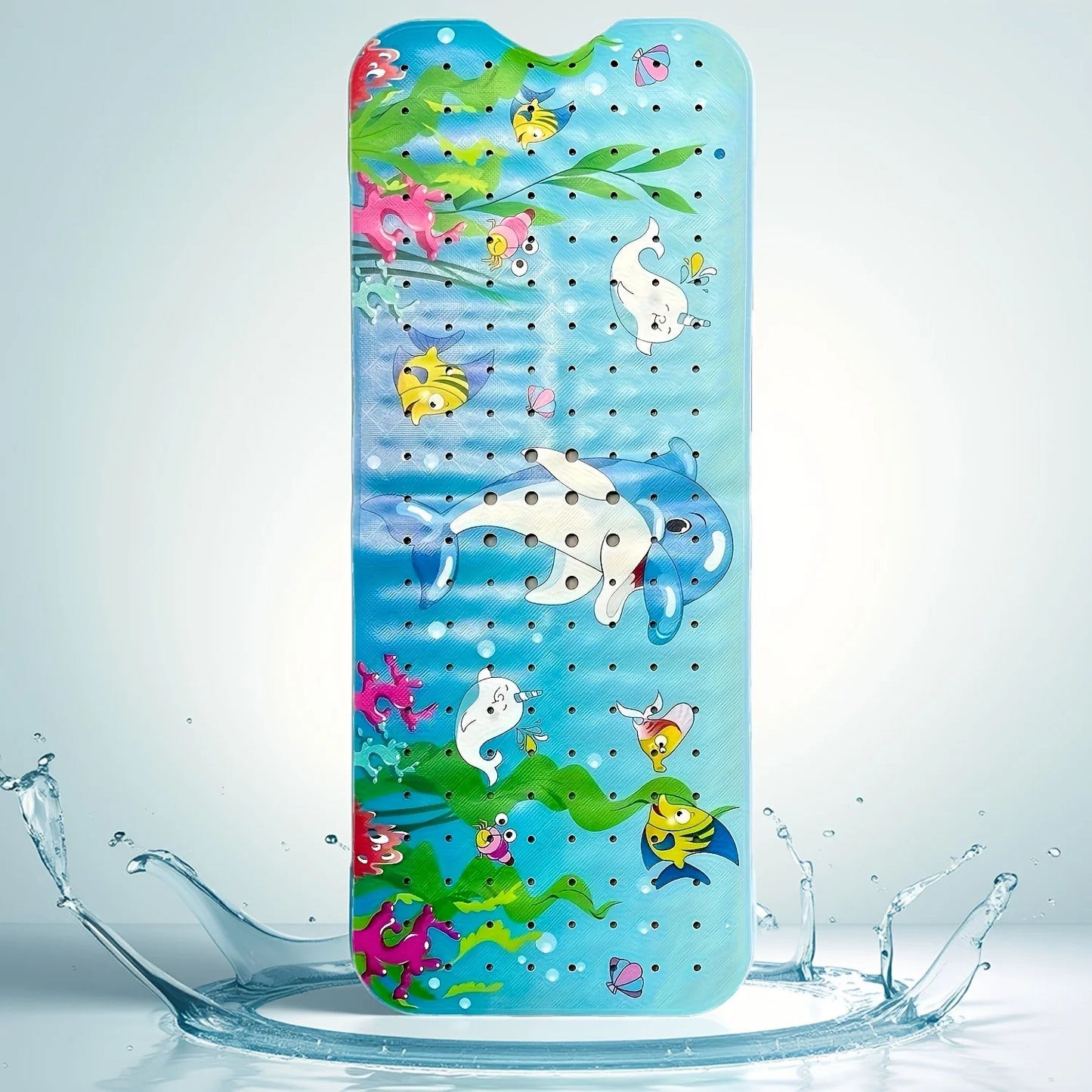1pc Non Slip Bathtub Mats, 40x100cm Cartoon Ocean Bath Mats with Suction Cups & Dran Holes, PVC Shower Mats Bath Rugs Quick Dry
