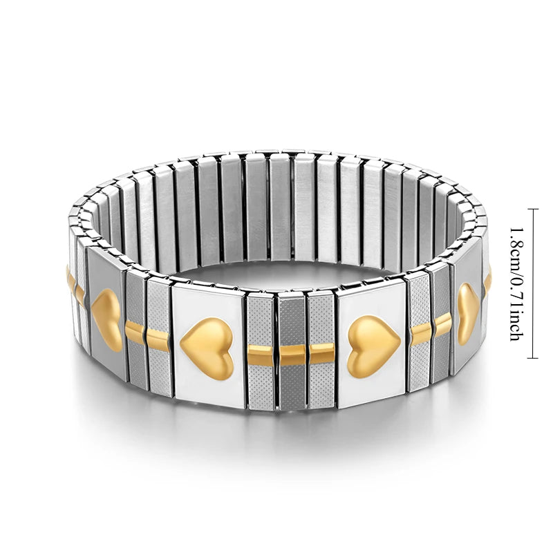 Tejesa  Stainless Steel Gold Plated  Pearl Elastic Bracelet Women /Girls