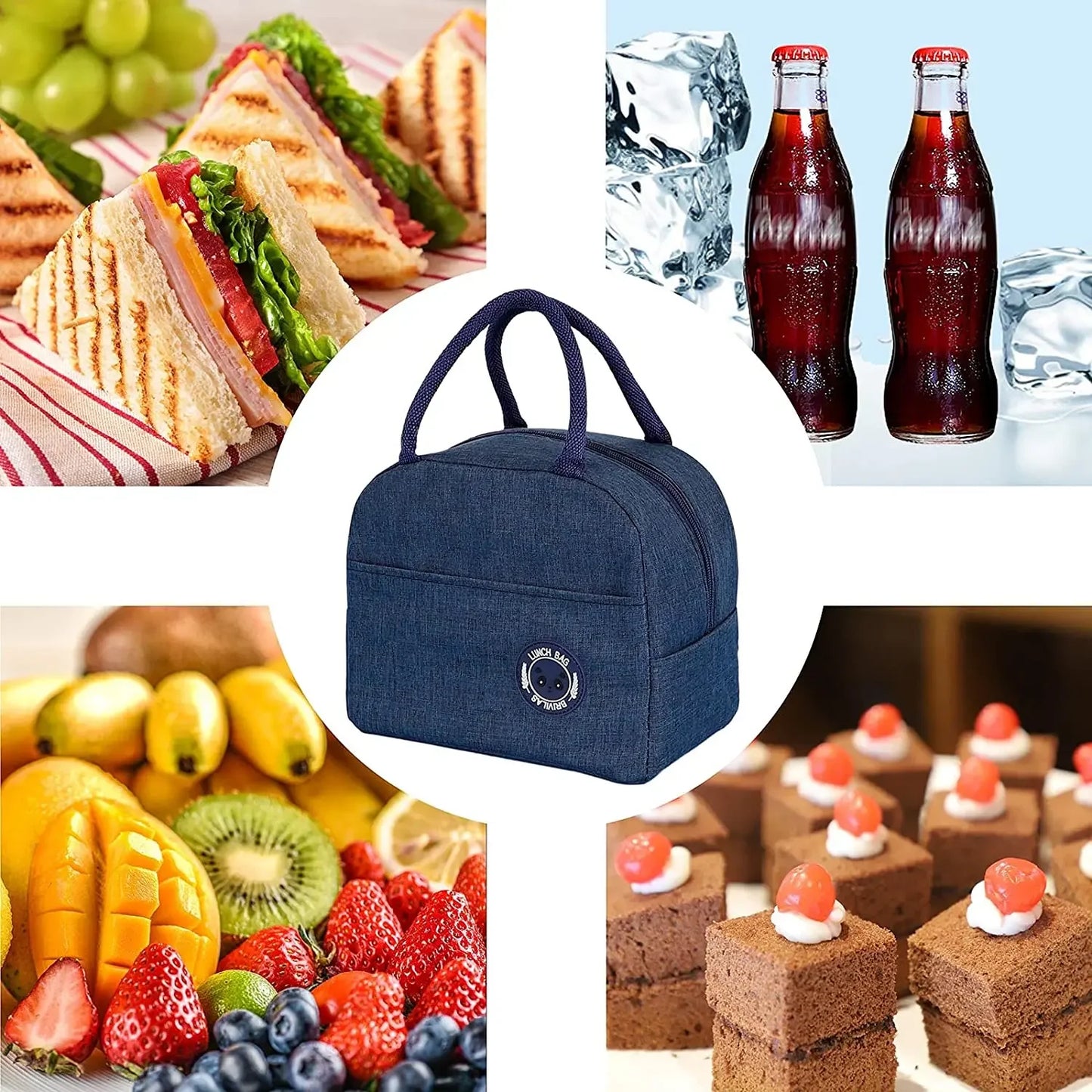 Tejesa Lunch dinner Picnic Bag Insulated bag Cooler Tote Portable Canvas Thermal Cold Food Container For men women Kids Travel Handbag