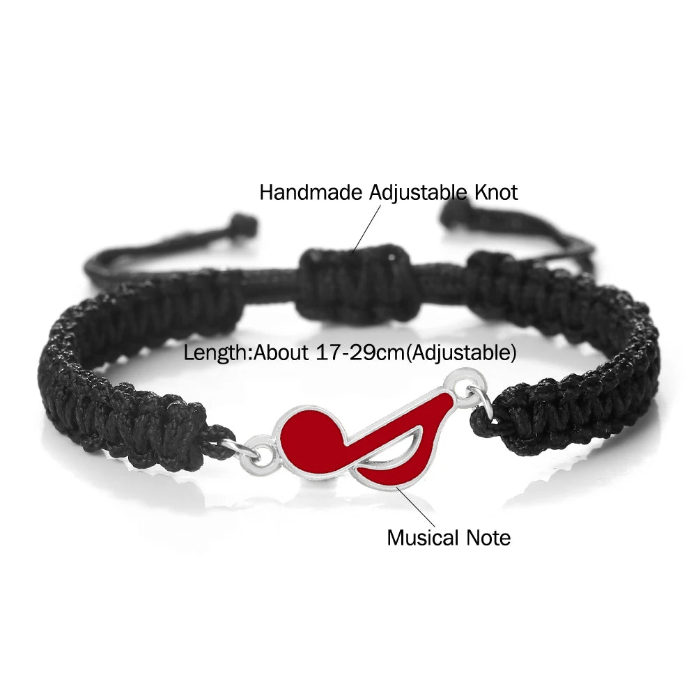 Men and Women Music Note Bracelet Handmade Braided Red Rope Lucky Bracelet Friendship Adjustable Bangle Charm Lover Jewelry Gift