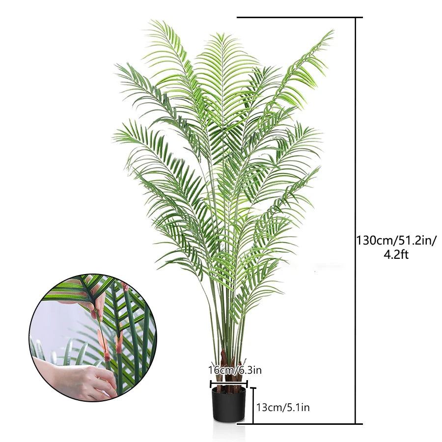130cm/51.2in Artificial Large Fake Palm Tree Areca Palm Artificial Tropical Plant Plastic for Home Garden Decoration
