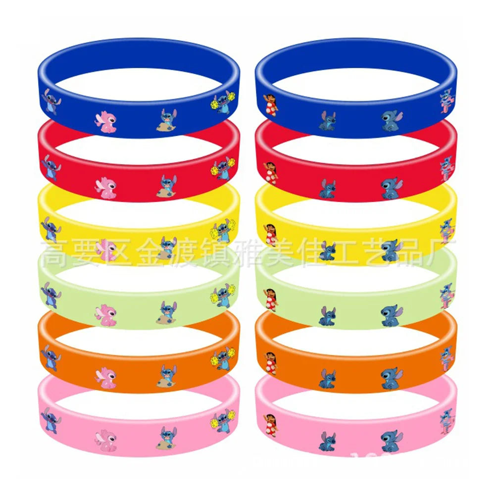 12pcs Stitch Silicone Rubber Wristband for Kid Reward Prizes Goodie Bag Stuffers Fillers Gifts