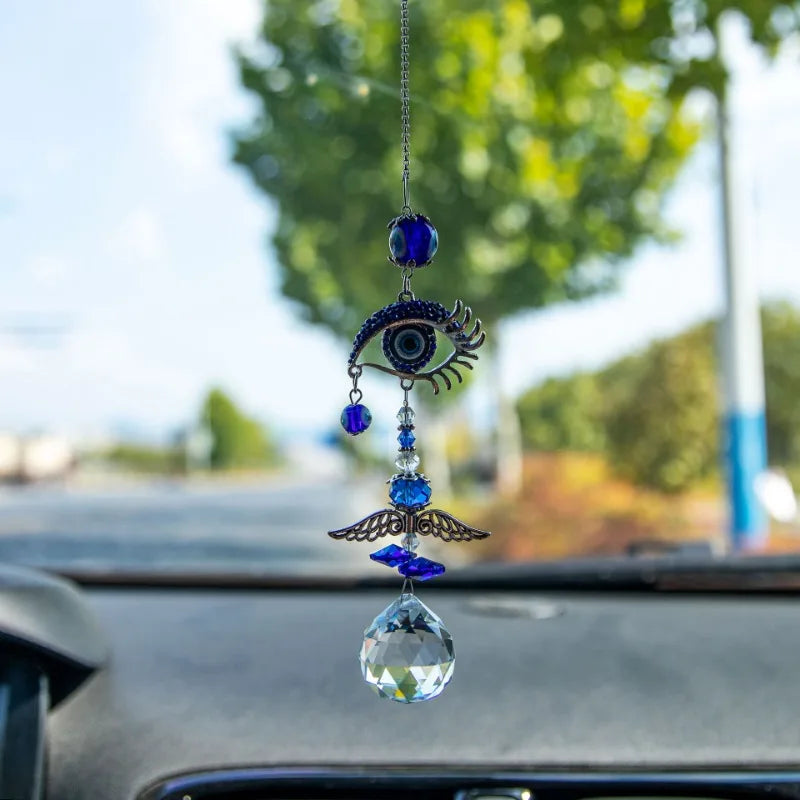 Demon's Turk Evil Eye Crystal Sun Catcher Lighting Pendant Light and Shadow Wind Chimes Rainbow Garden Hanging Home Decoration