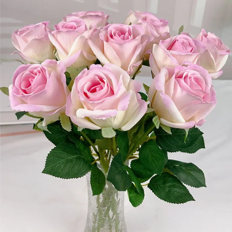 7pc Moisturizing Rose Artifical Flowers Marrige Decor Bride Hand-holding Bouquet Wedding Party Home Fake Roses Flore Arrangement