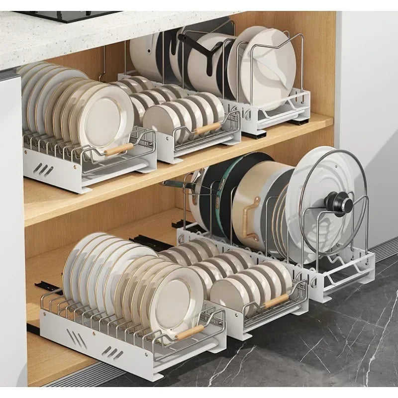 Household Stainless Steel Attached Dish Rack For Kitchen Organizer Storage Shelf Under The Sink Multi-function Drain Accessory