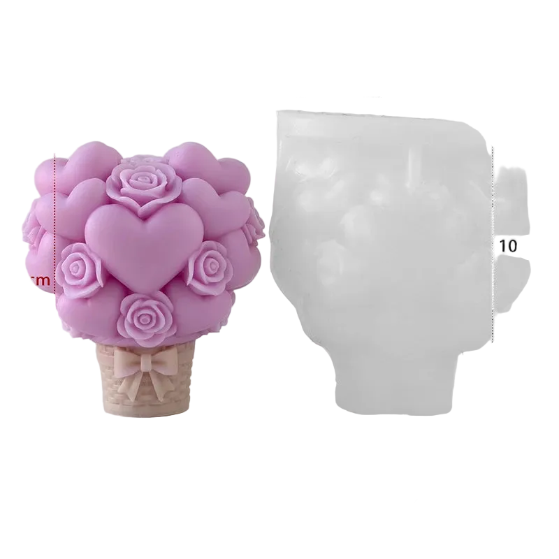Hemasa  Basket Form Stacking Hearts Silicone Mold Valentine's Day Handmade Gifts Aroma Candle Molds Love Cylinder Candle Mould