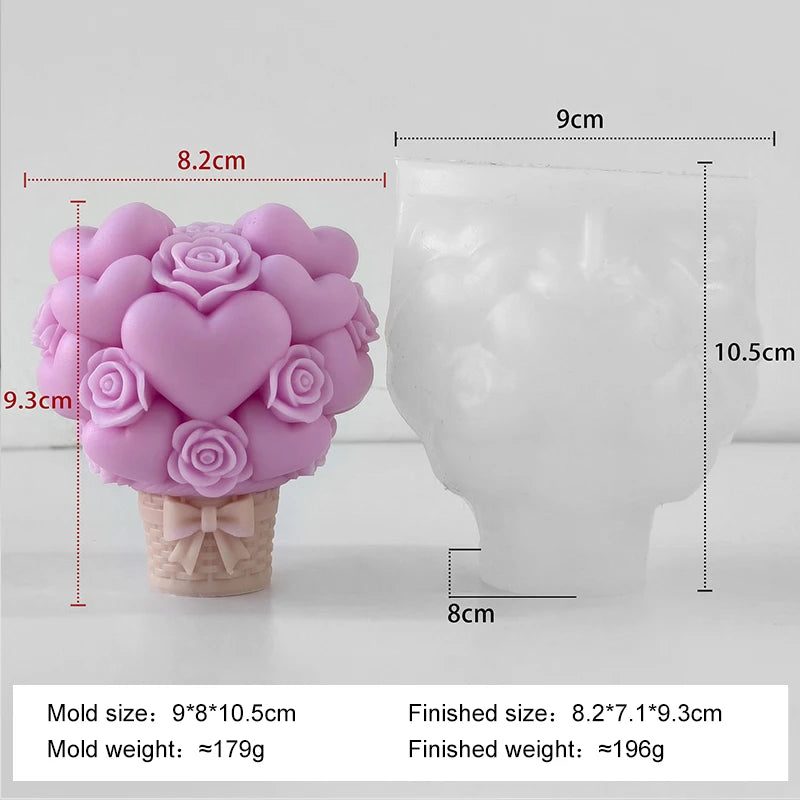 Hemasa  Basket Form Stacking Hearts Silicone Mold Valentine's Day Handmade Gifts Aroma Candle Molds Love Cylinder Candle Mould