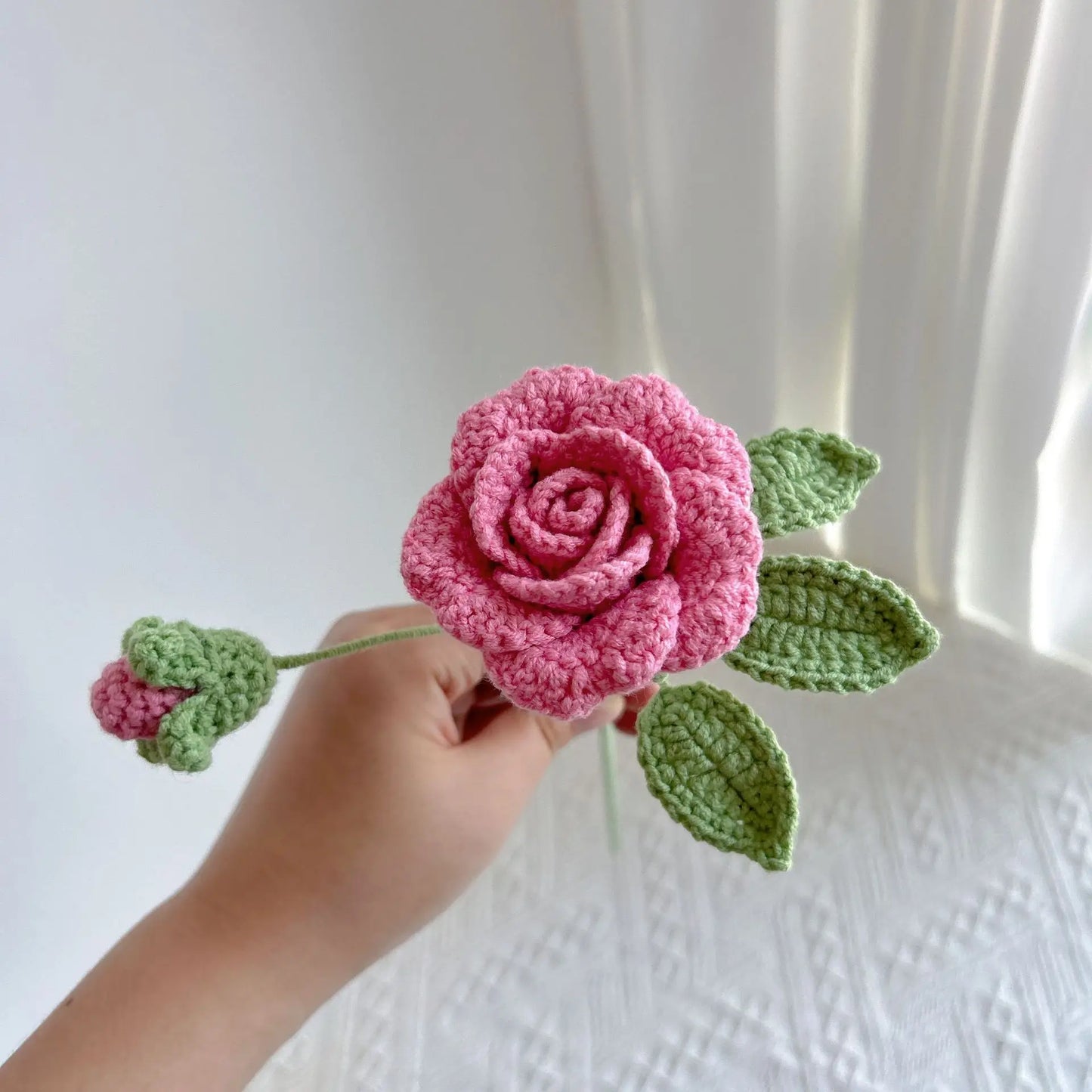 Hemasa 2 Pcs Rose Crochet Bouquet /Knitted Rose Flowers/Handwoven Bouquets