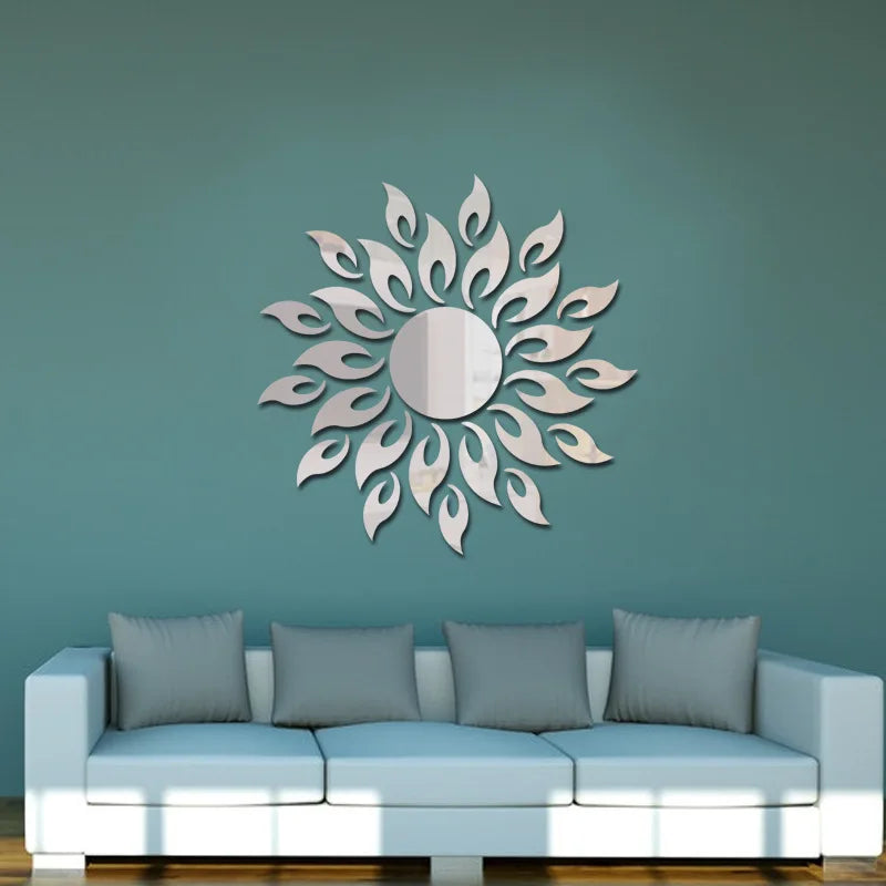 Hemasa Mirror Sun  Flower room decor Art Removable Wall Sticker