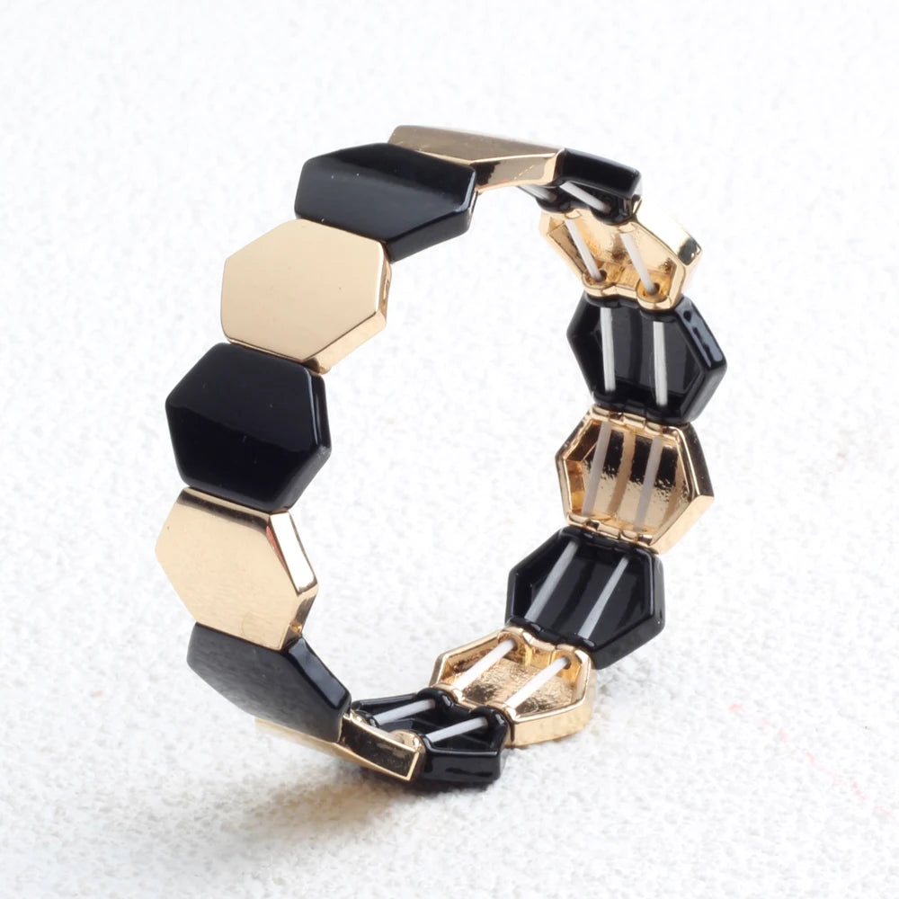 Big Stacked DIY Fashion Enamel Women's Bracelets Bohemian Color Bangle Jewelry Matching Stretch Ladies Bracelet