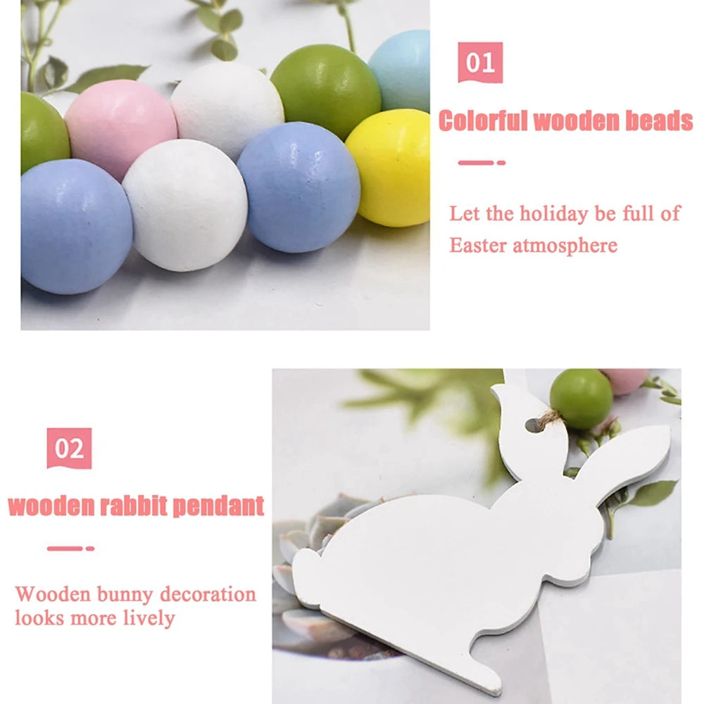 Spring Wood Bead Garland with Tassels Farmhouse for Tiered Tray Decorations Holiday Country Rustic Prayer Deration