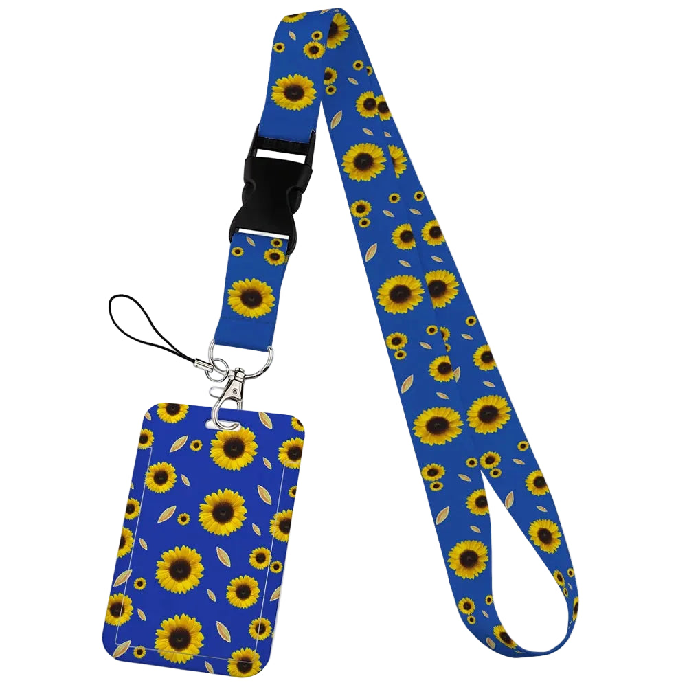 Tejesa  Flower design Lanyard Business Credit Card Holder/ Neck Strap Keychain Hang Rope ID Badge Holder