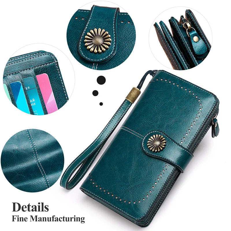 Fashion Women Wallets Fashion Long Genuine Leather Top Quality Card Holder Classic Female Purse Zipper Brand Wallet For Women