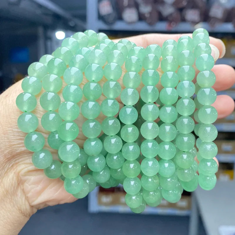 Hemasa Fashion Natural Jade Green Aventurine Round Beads Bracelet Women