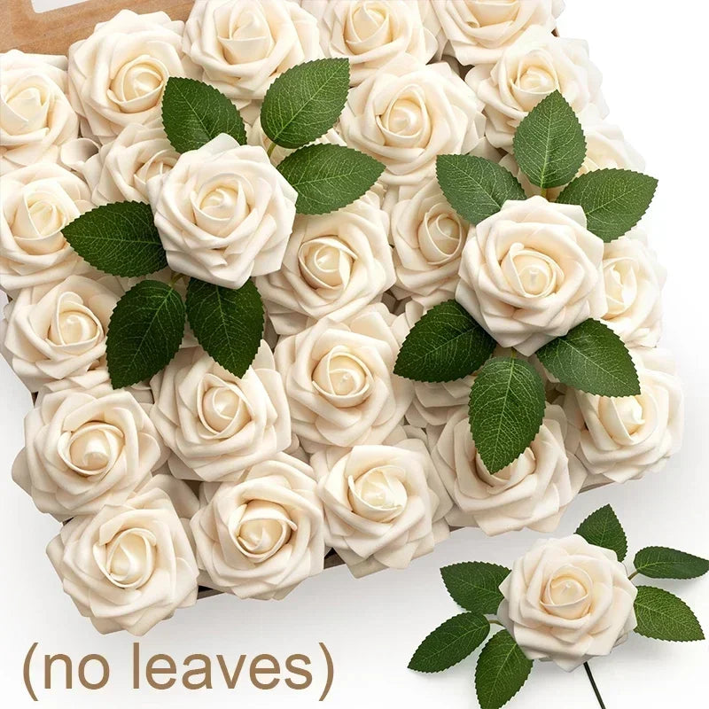 5-60pcs Artificial PE Foam Rose Flower Heads Bride Bouquet Flower for Home Wedding Party Table Decoration DIY Scrapbook Supplies
