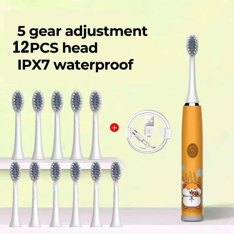 Children Sonic Electric Toothbrush Cartoon Kids With Replace The Toothbrush Head Ultrasonic Electric Toothbrush Sonic Brush Head