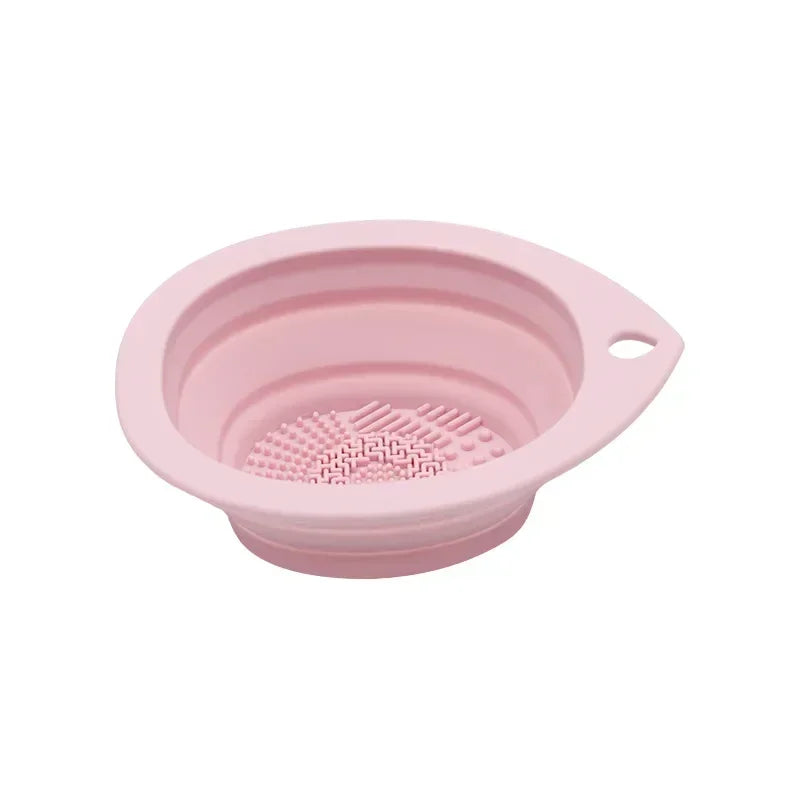 Hemasa  Set of 2 Silicone Makeup Brush Cleaner Folding Powder Puff Cleaning Bowl