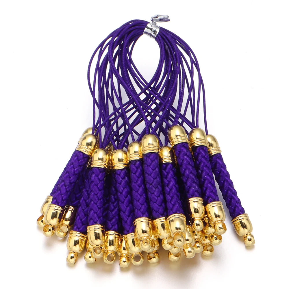Tejesac 10pcs/Lot 13 Colors Lanyard Lariat Straps with Gold Color Clasp/ Keychain Hooks Rope Bags Charms