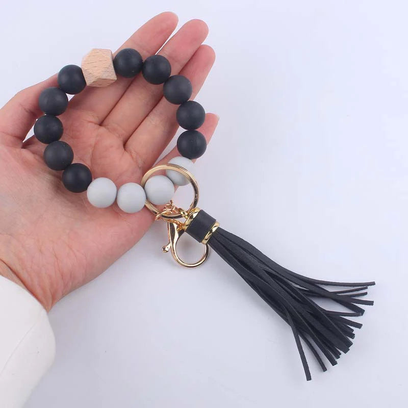 Hemasa Silicone Beads Key Chains With Tassel   Bracelet /Keyring