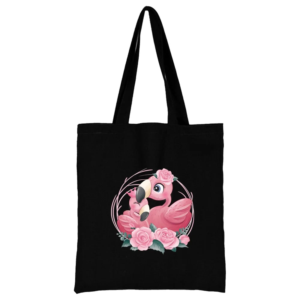Tejesa Canvas Shopping Bag for Women /Shoulder Bags / Grocery Handbags /flamingo Print  Jute Bag