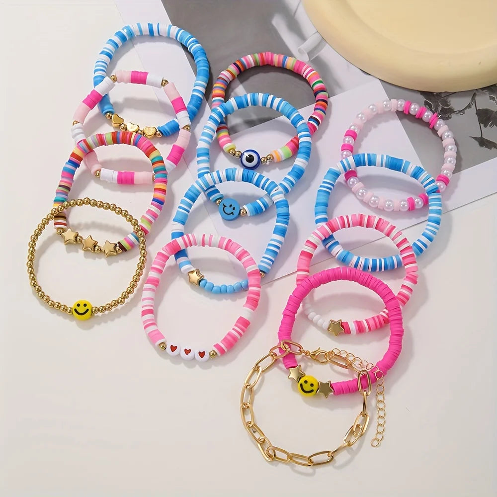 Hemasa  9pcs/set Handmade Beads  Polymer Clay  Bracelet