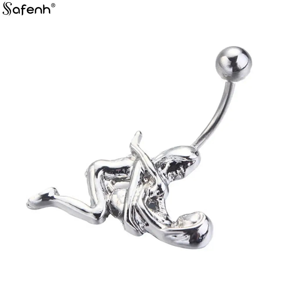 2Syles New Stainless Steel Rhinestone Red Cherry Navel Barbell Belly Button Ring Body Piercing