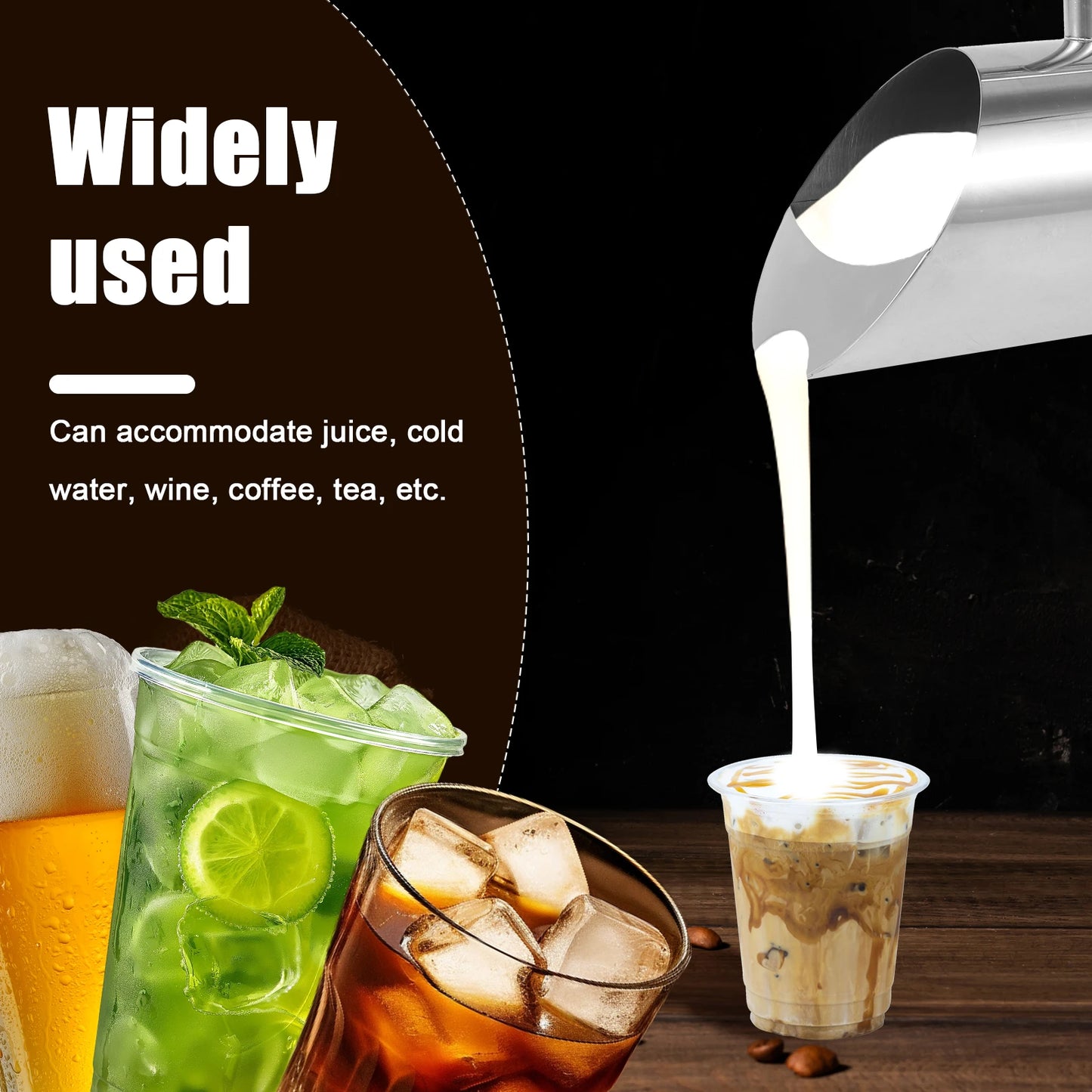 Tejesa 2/1L Water Pitcher Stainless Steel Juice Pitcher Ice Bucket Rustproof Pitcher Pot for Bar Hotel KTV Kitchen Cold Water Wine Jug