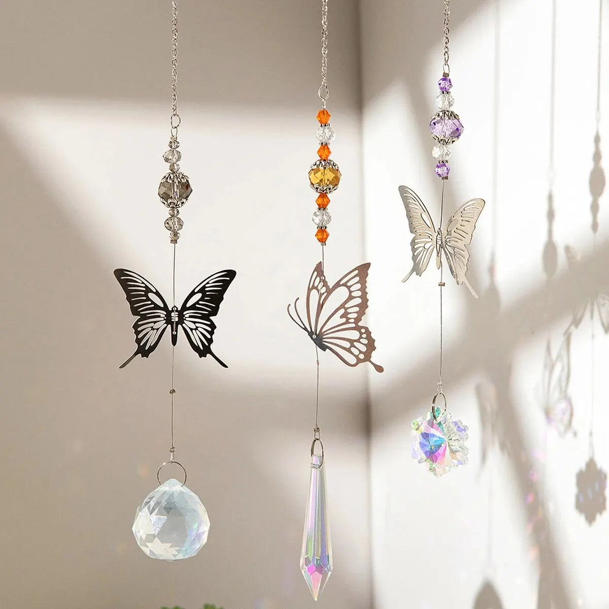 Tejesa  Butterfly   Coloured  Crystal  Suncatcher Prism Ball Pendant Rainbow Maker Family Room Wedding Party Decoration