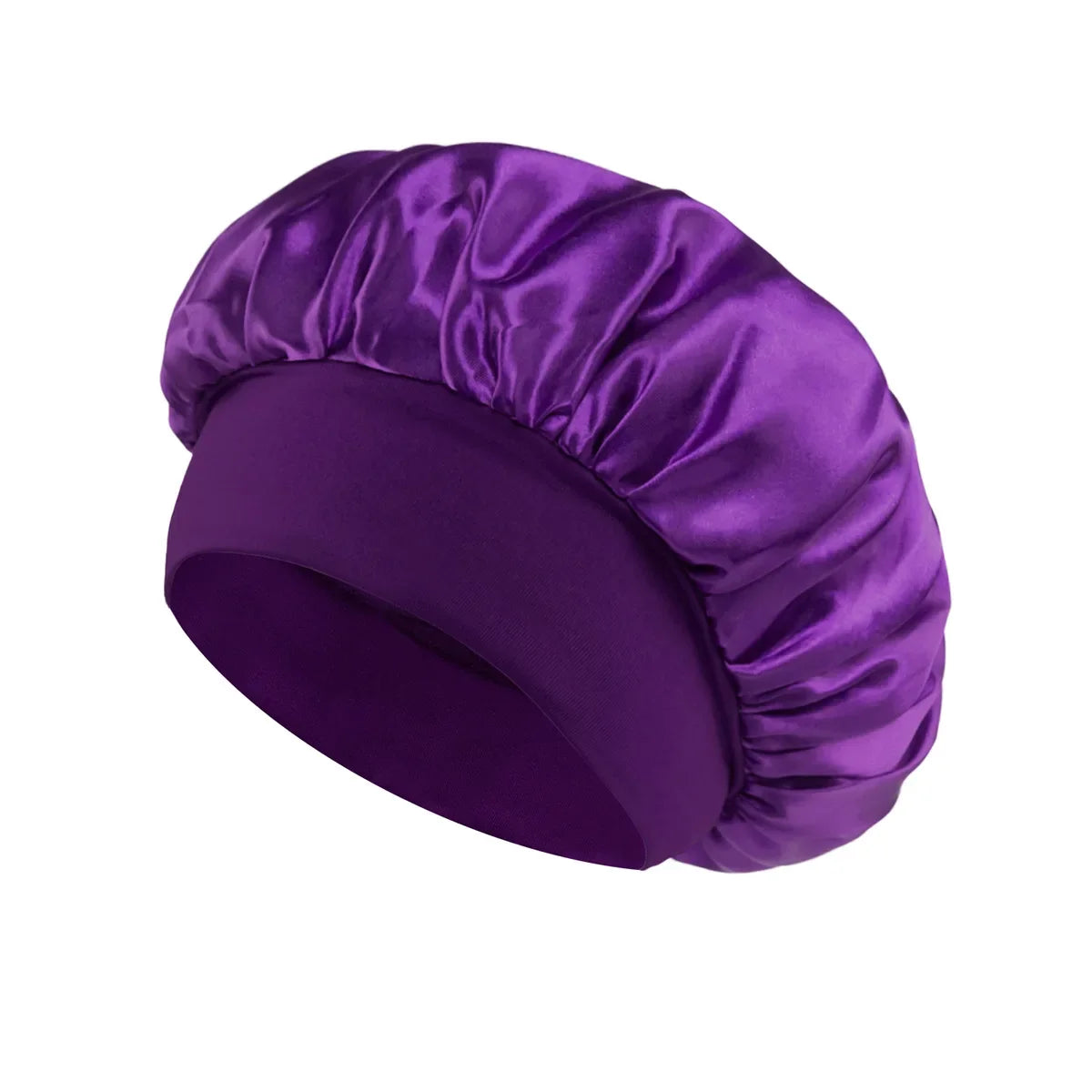 Hemasa Women Satin Bonnet Hair Bonnet for Sleeping Hair Care Silk Bonnets Solid Wide-brimmed Sleeping Hat with Elastic Soft Band