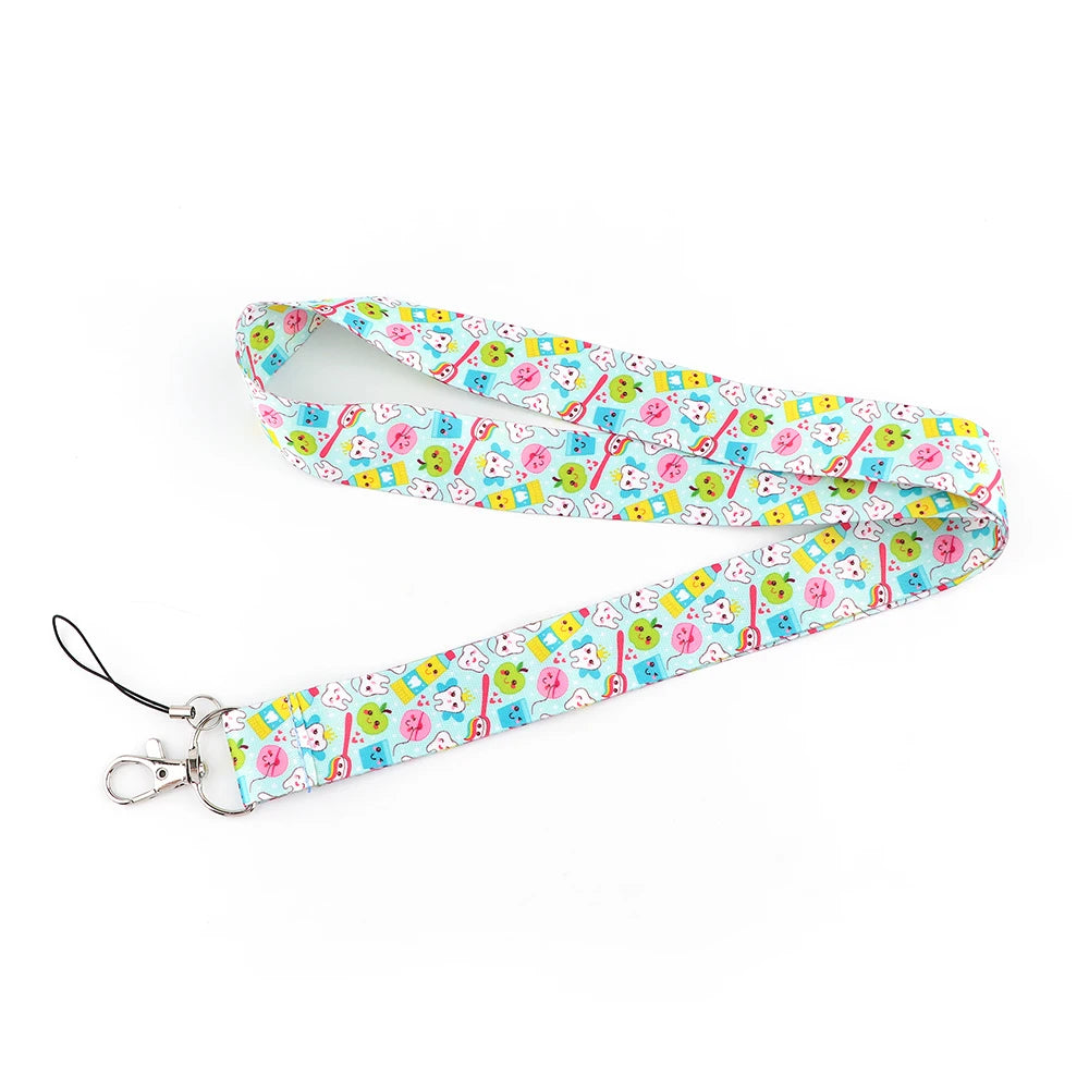 Dentist Doctor Nurse Cartoon Credential Neck Strap Lanyards Keychain ID Card Pass Hang Rope Lariat Key Chain Ring Badge Holder