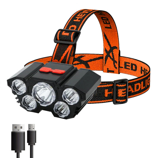 Hemasa H5 LED Flashlight Rechargeable with Built in Battery Strong Light Camping Head Light Headlamp