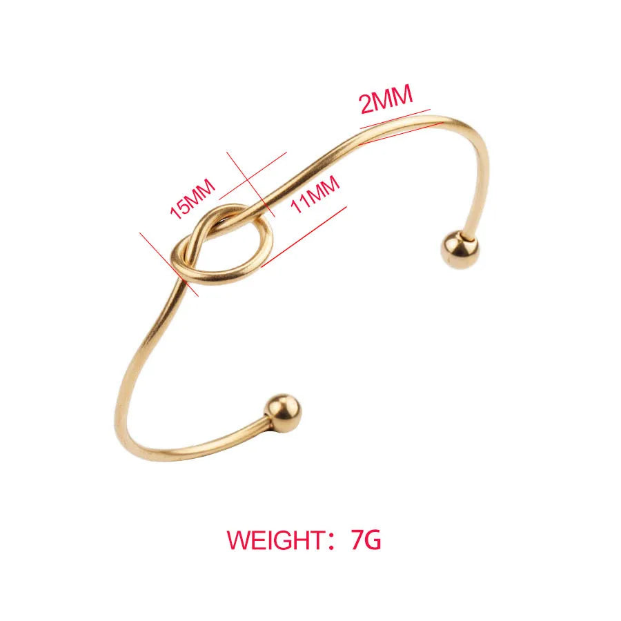 Hemasa 10 piece/lot Heart Knot Bangle Stainless Steel Open Cuff Wrist Bangles