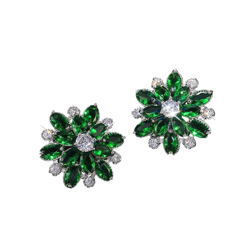 Tejesa 925 Sterling Silver Gorgeous Big Flower Stud Earring for Women Wedding Engage Dance Party Noble Brilliant Zircon Stone Earrings