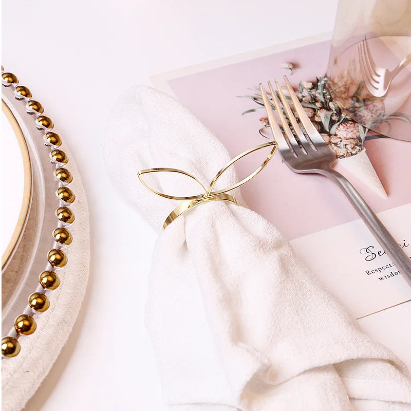 Hemasa 6Pcs Rabbit Ears Napkin Rings /Bunny Head Napkin Holder Rings