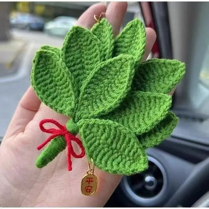 Hemasa  New Crochet Leaf Pendant Handwoven Leaves Bag Pendant /Knitting Leaves Key Ring