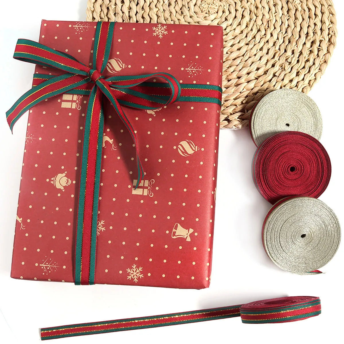 5/10yards 10/15/25/38mm Red Christmas Ribbon for DIY Bow Crafts Party Wedding Christmas Decoration New Year Flower Gift Packing