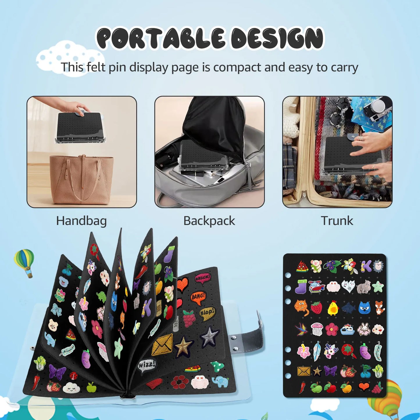 Felt Pin Brooch Display Storage Book DIY Badge Charms Organizer Booklet Metal Badge Chest Souvenir Album Pin Badges Collection