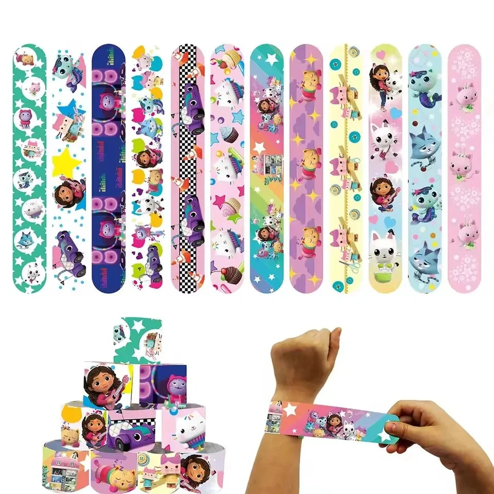 Gabby Dollhouse Cats Birthday Party Gifts Keychain Stickers Snap Bracelet Reusable Straws Gift Bags Carnival Gabby Party Favors