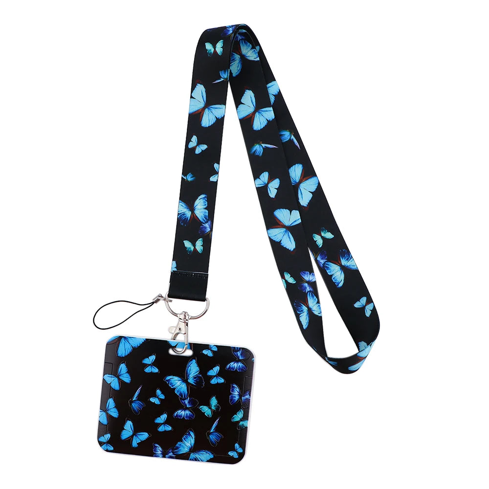 Tejesa Butterfly Lanyard Business Credit Card Holder Neck Strap Keychain Hang Rope ID Badge Holder Lariat Lasso
