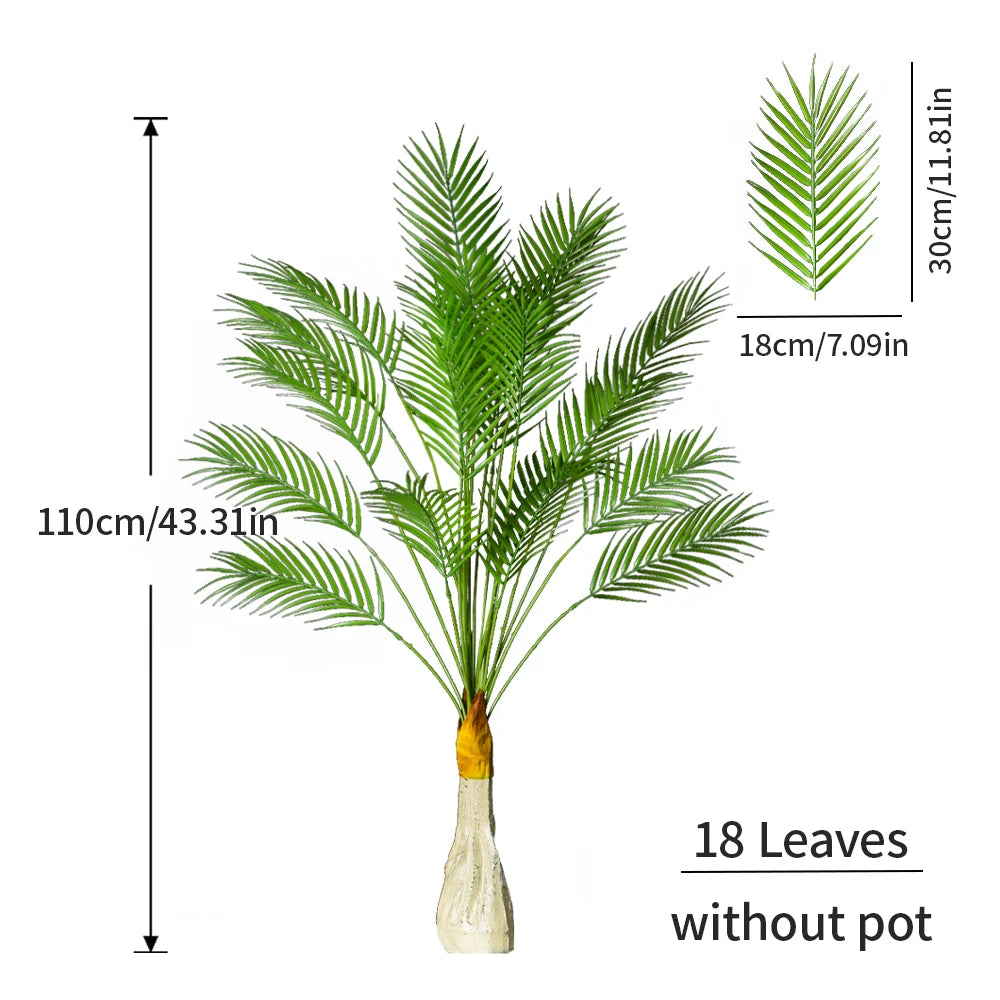 50-120cm Large Artificial Tropical Plant Fake Palm Leaves Plastic Green Coconut Tree Branch for Office Hotel Home Garden Decor