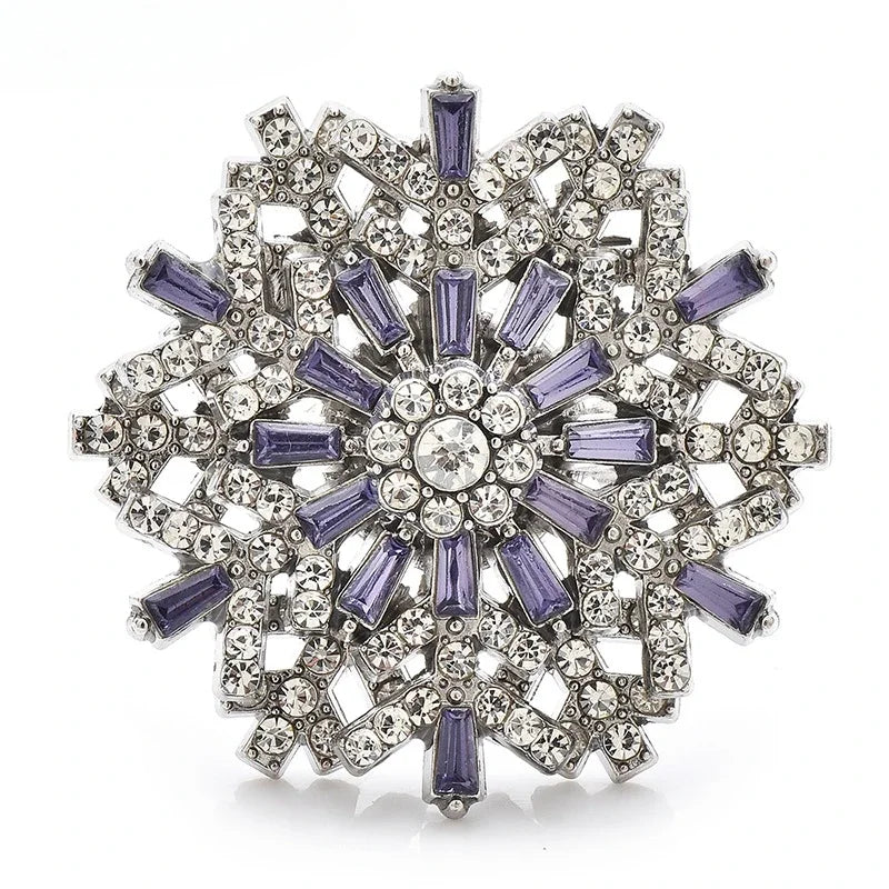 Exaggerated Rotatable Christmas Snowflake Brooches Pins for Women Unisex 6-color Winter Flowers New Year Party Brooch Gifts