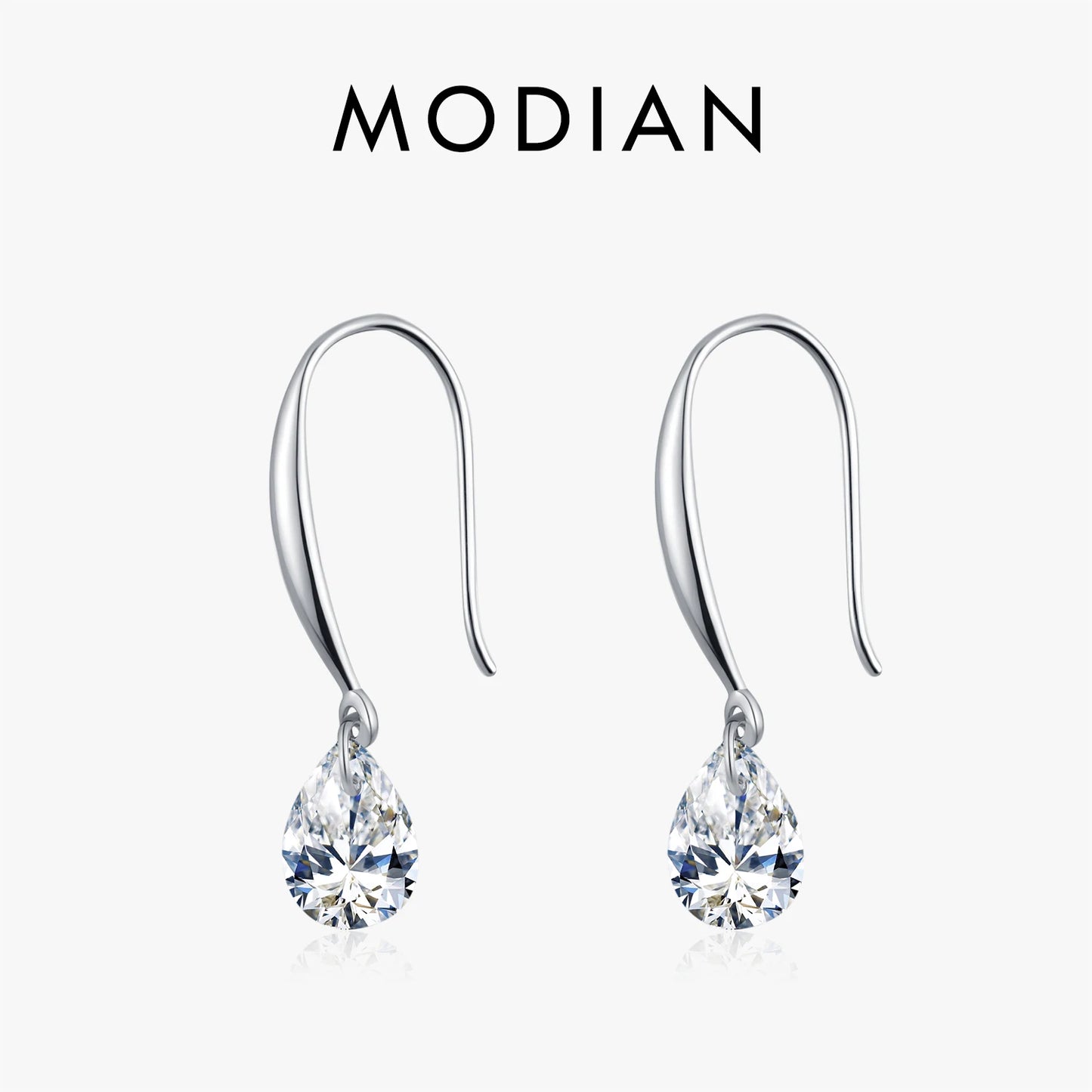 MODIAN Fashion Sparkling Hook Earrings 925 Sterling Silver Shiny CZ Water Drop Sway Dangle Earrings For Women Fine Jewelry