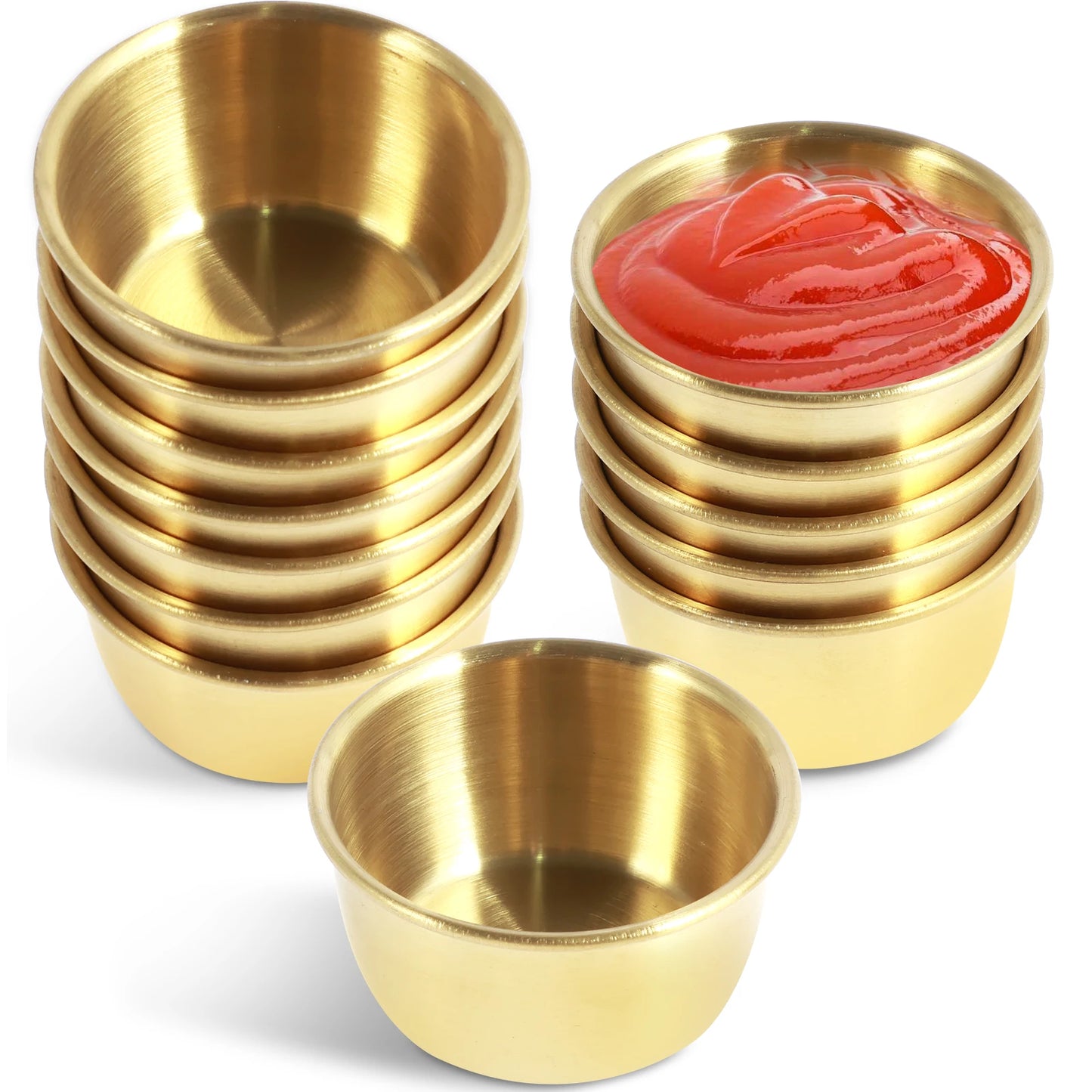 12/24Pcs Stainless Steel Small Sauce Cup Seasoning Spice Dishes Round Dipping Bowl 45/55ml Tableware Kitchen Supplies Korean
