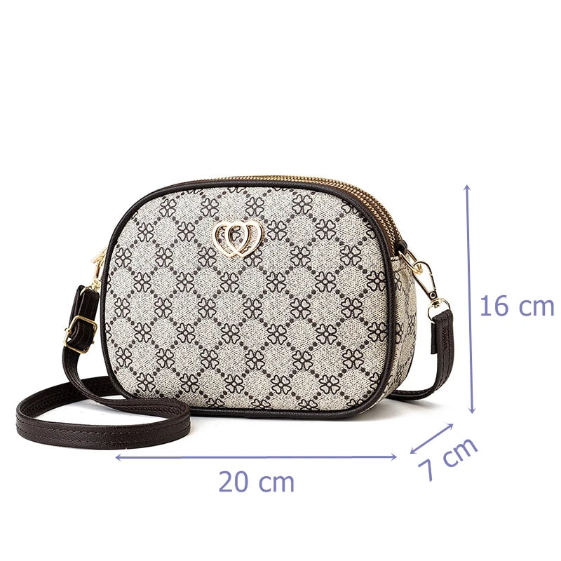 Hemasa 3 Zipper Women Crossbody Shoulder    Large Capacity Female Bag  Heart-shaped handBag