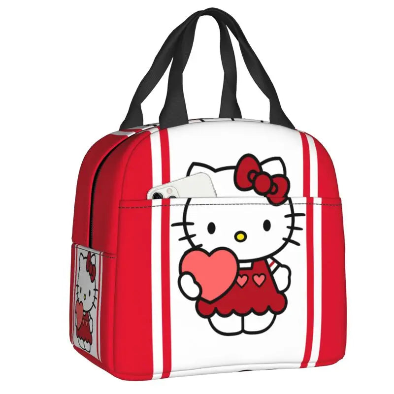 Hemasa  Hello Kitty Cat Lunch Bag Leakproof Cooler Thermal Insulated Bento Box For Women Kids Picnic Travel Food Tote Bags