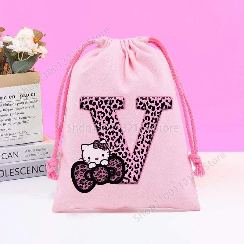 Sanrio Hello Kitty Drawstring Bagfor  Kids /Anime Letter Printed Bags Cookies Candy Storage Bag Wedding Jewelry Gift Bag