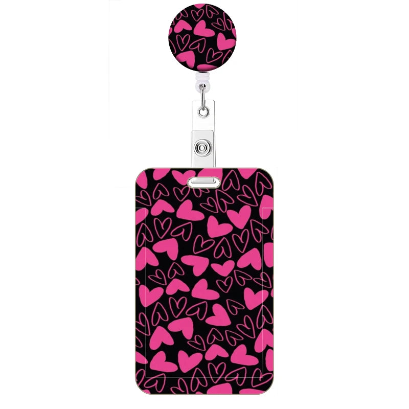 New Style Color Love  Retractable Clip Reel Card Holder Heart Shape ID Business Work Card Yoyo Badge Holders Office Supplies