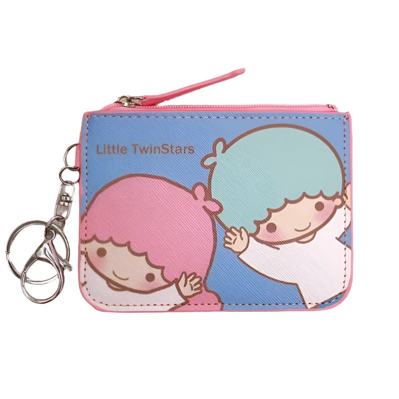 Hemasa Pompom  Leather Change Card Holder All-in-one Bag with Keychain Pendant